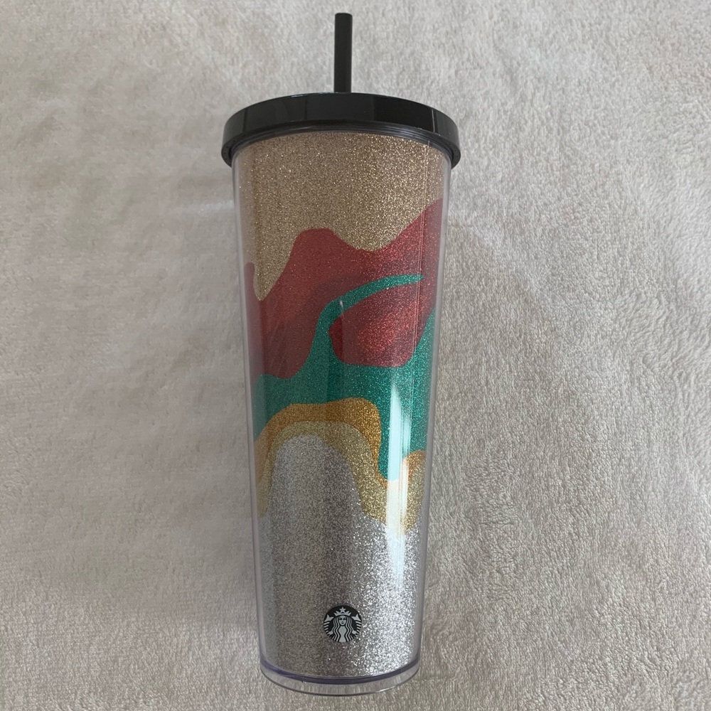 NWT HTF STARBUCKS Glitter Tumbler with Straw 24 oz